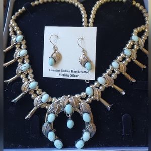 Vintage Native American Squash Blossom Necklace & Earrings